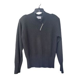 YarnWorks Women’s Sweater Size Medium Black Angora Vintage Blends Soft Warm